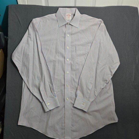 Brooks Brothers Men 34 16 Traditional Fit Striped Cotton Long Sleeve Dress Shirt - Picture 1 of 11